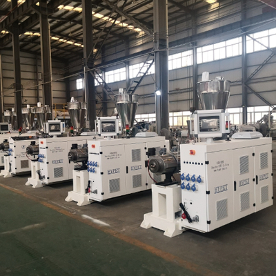 Beli Shenzhen HYPET Extruder Sekrup Kembar Kerucut, Mesin Produksi Penuh Lembaran Profil Pipa PVC online manufacture