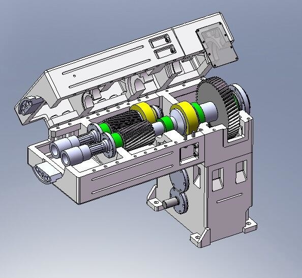 Block Type Conic Twin Screw Extruder dengan Vertical Type Gear Box Reducer High Torque Gear