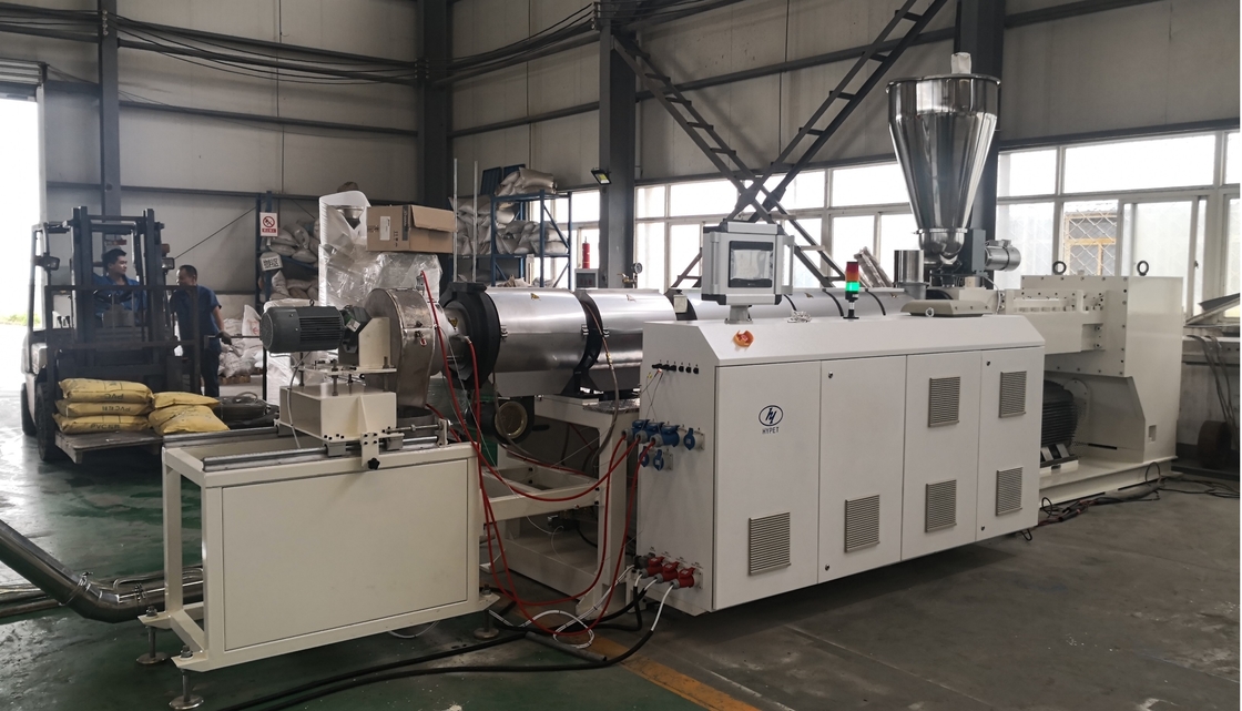 Parallel Twin Screw Extruder Dengan Intergral Reducer Counter Rotating Pvc Pipe Granules Making Machine HYPS67/27