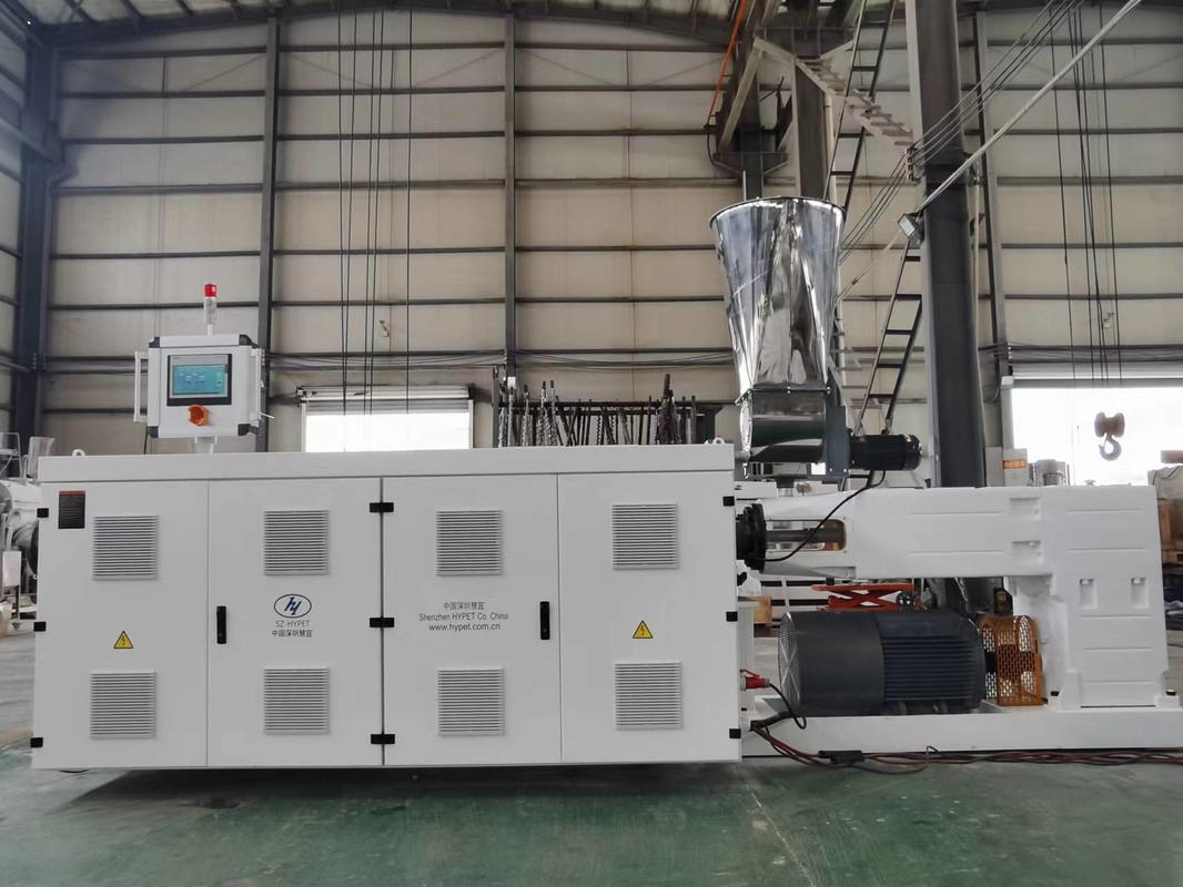 HYPS107/28 paralel ganda / extruder sekrup kembar untuk produksi pipa kebun PVC lembut transparan dengan kualitas yang baik