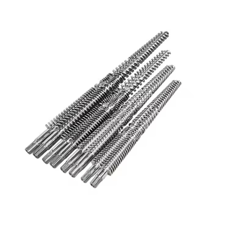 Plastik Extruder Konik Twin Screw dan Barrel / Bi-Metal Screw dan Barrel untuk Double Twin Screw Extruders