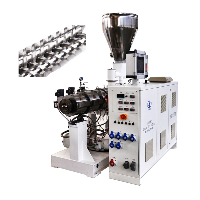 Plastik PVC Konik Twin Screw Extruder untuk 65/132 55/120 51/110 45/100 mm